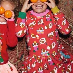Mini Boden Guinea Pig Holiday Cozy Sweatshirt Dress Sz 6-7